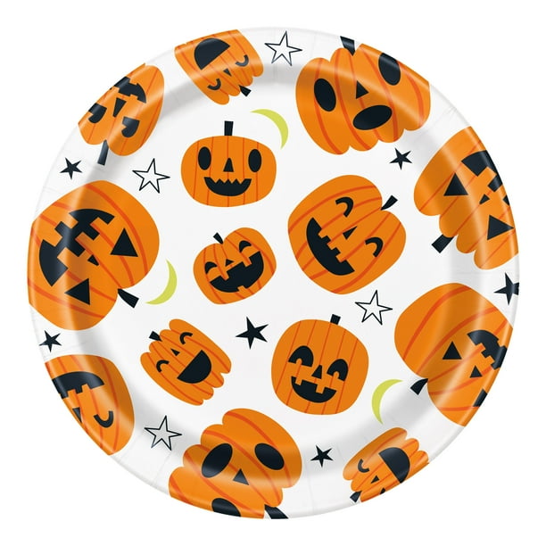 Halloween 7" Pumpkin Toss Paper Plates, Multicolor 30 Count, Way To