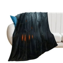 Halloween (782) Throw Blanket- Soft, Decorative Blankets for Bed or Couch, Cozy Throws for Sofa, Soft Plush Throw Embroidered Ghost Pumpkins 40"x50"