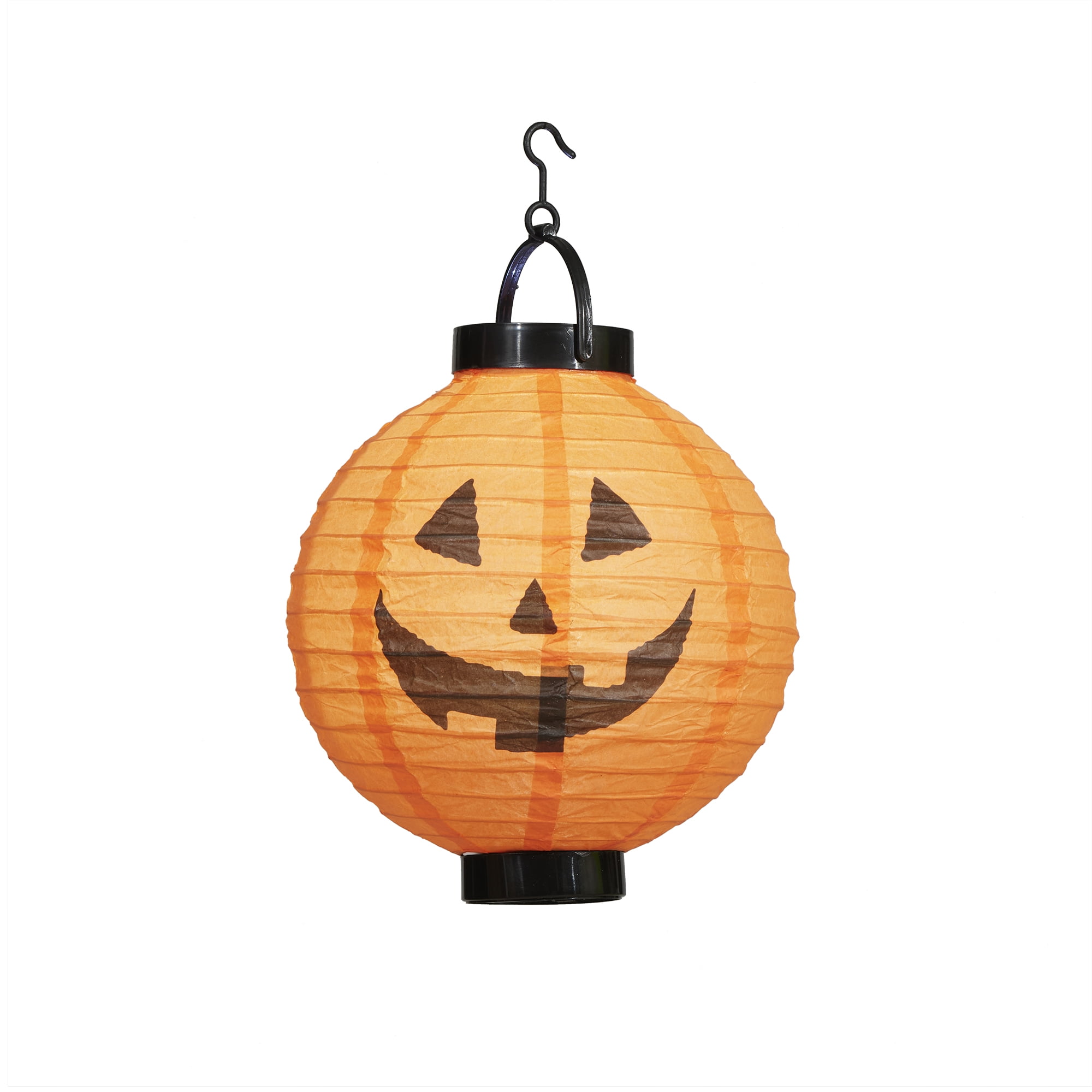Halloween 8" Battery Operated LED Hanging Orange Paper Lantern, with