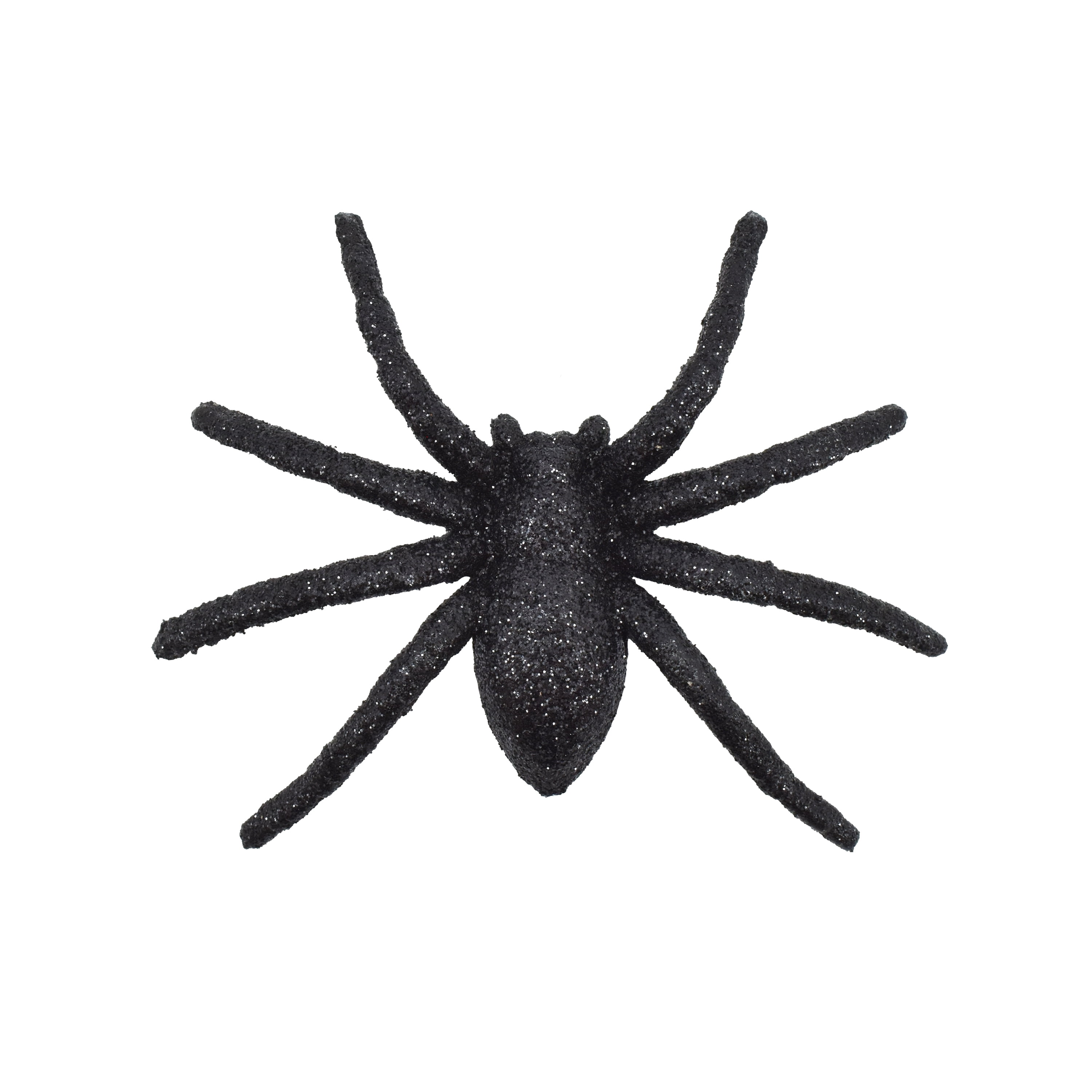 Halloween 8 Piece Plastic Spider, Black Glitter, 2.125 H, 0.01 oz