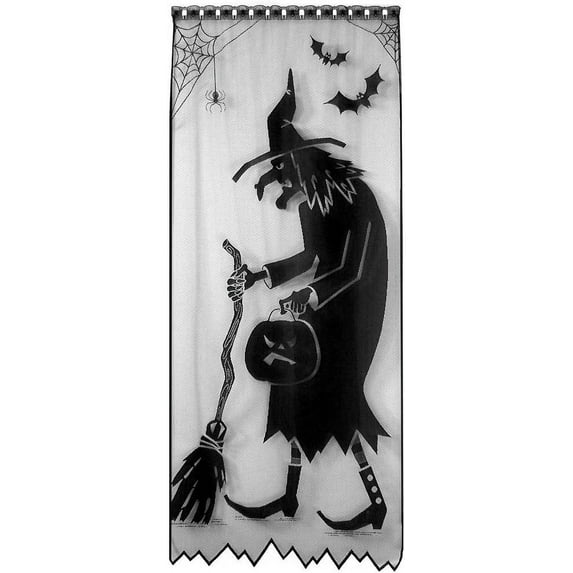 Halloween 82x40 inches Lace Witch Window Curtains, Black, 1 Pack