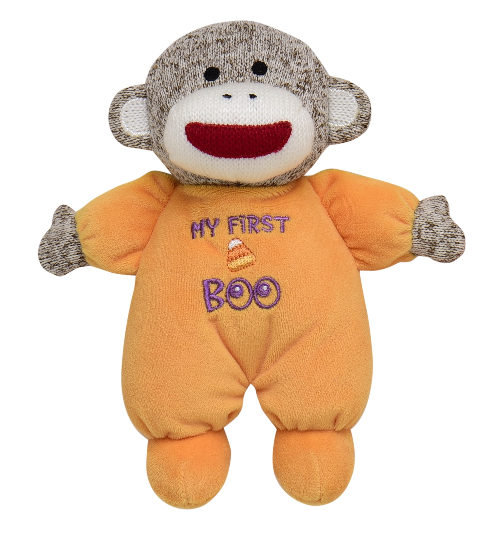Monnkey Boo Halloween 9 inch Sock Monkey Plush Rattle, My First Boo - Walmart.com