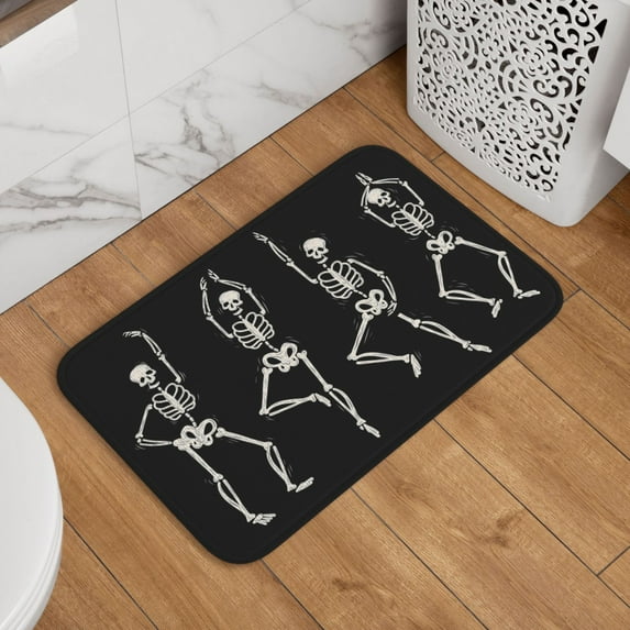 Halloween Absorbent Area Rug, Halloween Dancing Skulls Halloween Decorations Rugs for Living Room Door Mat Non Slip Indoor Carpet Halloween Decor Floor Mats 60x40in