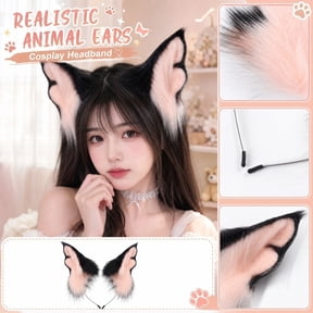 Halloween Accessories, Faux Animal Ears Headbands, Plush Wolf Ears Props, Furry Party Headwear, 11X8 in Soft Furry Anime Ears Headband for Dress Up and Daily Decor