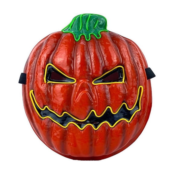 Halloween Accessory, Light Up Pumpkin, Halloween Light, Halloween Pumpkin Lights, Comfortable Full Face Coverage Mask, Sturdy Molded Pumpkin Shell with Bright Yellow Led Outline
