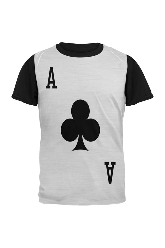 Halloween Ace of Clubs Card Soldier Costume Adult Black Back T-Shirt - Medium