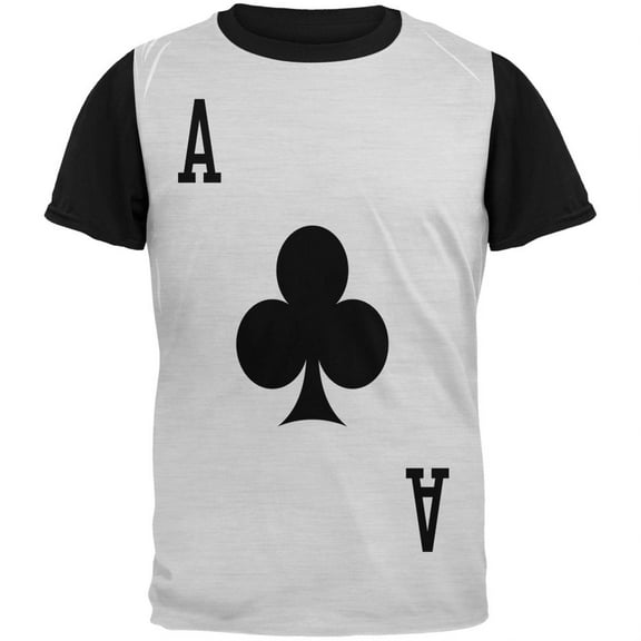 Halloween Ace of Clubs Card Soldier Costume Adult Black Back T-Shirt - Medium