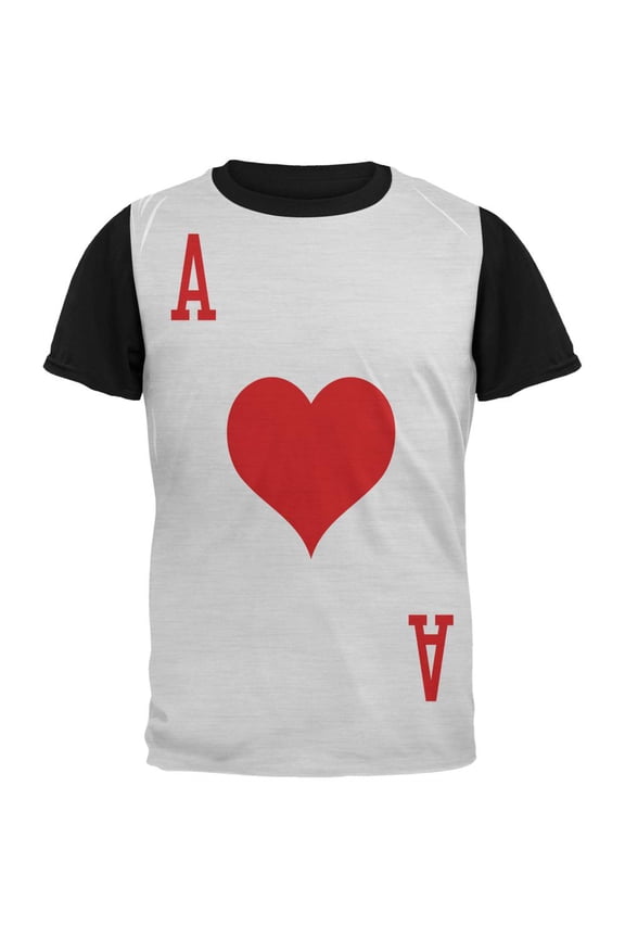 Halloween Ace of Hearts Card Soldier Costume Adult Black Back T-Shirt - Small