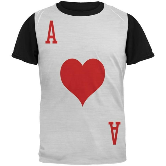 Halloween Ace of Hearts Card Soldier Costume Adult Black Back T-Shirt - X-Large