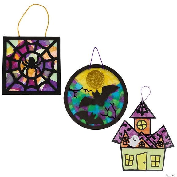 Halloween Acetate & Tissue Paper Sign Craft Kits Assortment - 36 Pieces