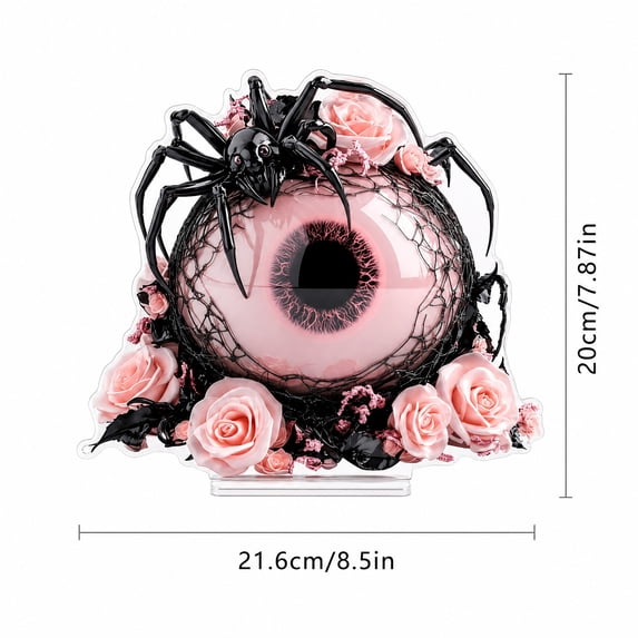 Halloween Acrylic Decorations - Pink & Black Witch Eyeball Tabletop Decor Centerpieces Spooky Gothic Art Ornament for Home Party Display,Unique Holiday Gift,Spider Eyeball,1 PC