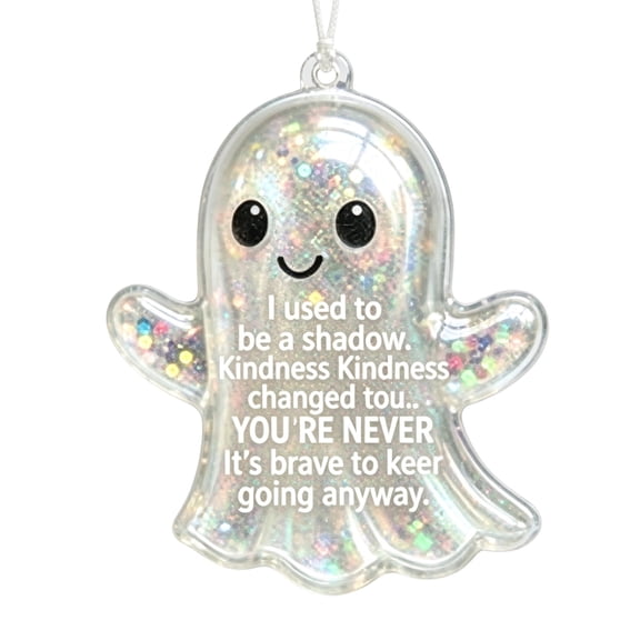 Halloween Acrylic Glitter Hanging Ornament, DoubleSided Ghost Pumpkin Inspirational Pendant, Reusable Lightweight Tree Decor For Wall Window Bag Party Favor Gift