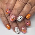 thumbnail image 1 of Halloween Acrylic Press On Nails Medium Square Full Cover Fake False Stick On Nails, Reusable Artificial Nail Tips with Pumpkin Ghost Bat Fall Cute Spooky Design for Women Party DIY Manicure,24Pcs, 1 of 6