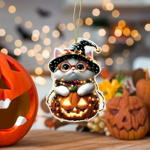 Halloween Acrylic Pumpkin Keychain - Cute Car Mirror Charm & Backpack Decor | Durable Double-Sided Gift for Kawaii Lovers | Fall Festival Accessories