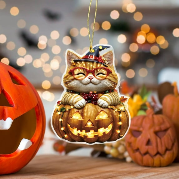 Halloween Acrylic Pumpkin Keychain - Cute Car Mirror Charm & Backpack Decor | Durable Double-Sided Gift for Kawaii Lovers | Fall Festival Accessories