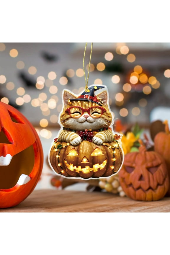 Halloween Acrylic Pumpkin Keychain - Cute Car Mirror Charm & Backpack Decor | Durable Double-Sided Gift for Kawaii Lovers | Fall Festival Accessories