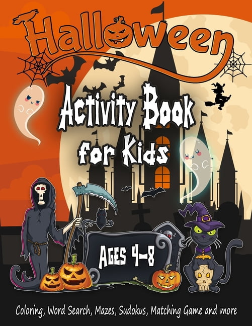 Halloween Activity Book for Kids Ages 4-8: A Fun Kid Workbook Game For ...
