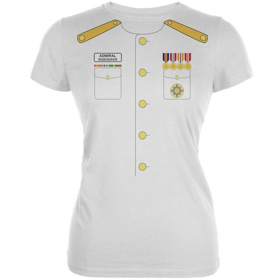 Halloween Admiral Rodcocker Costume White Juniors Soft T-Shirt - X-Large