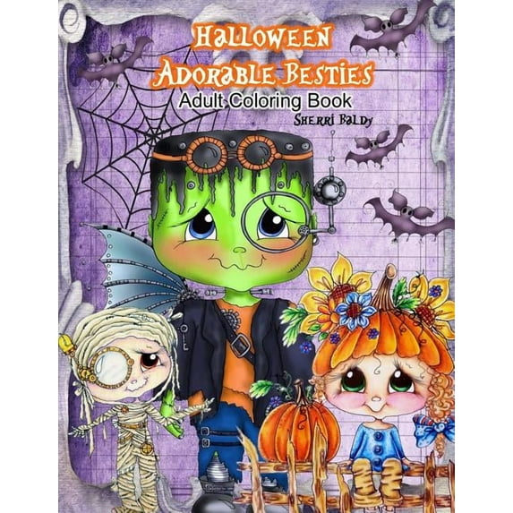 Halloween Adorable Besties Adult Coloring Book, (Paperback)