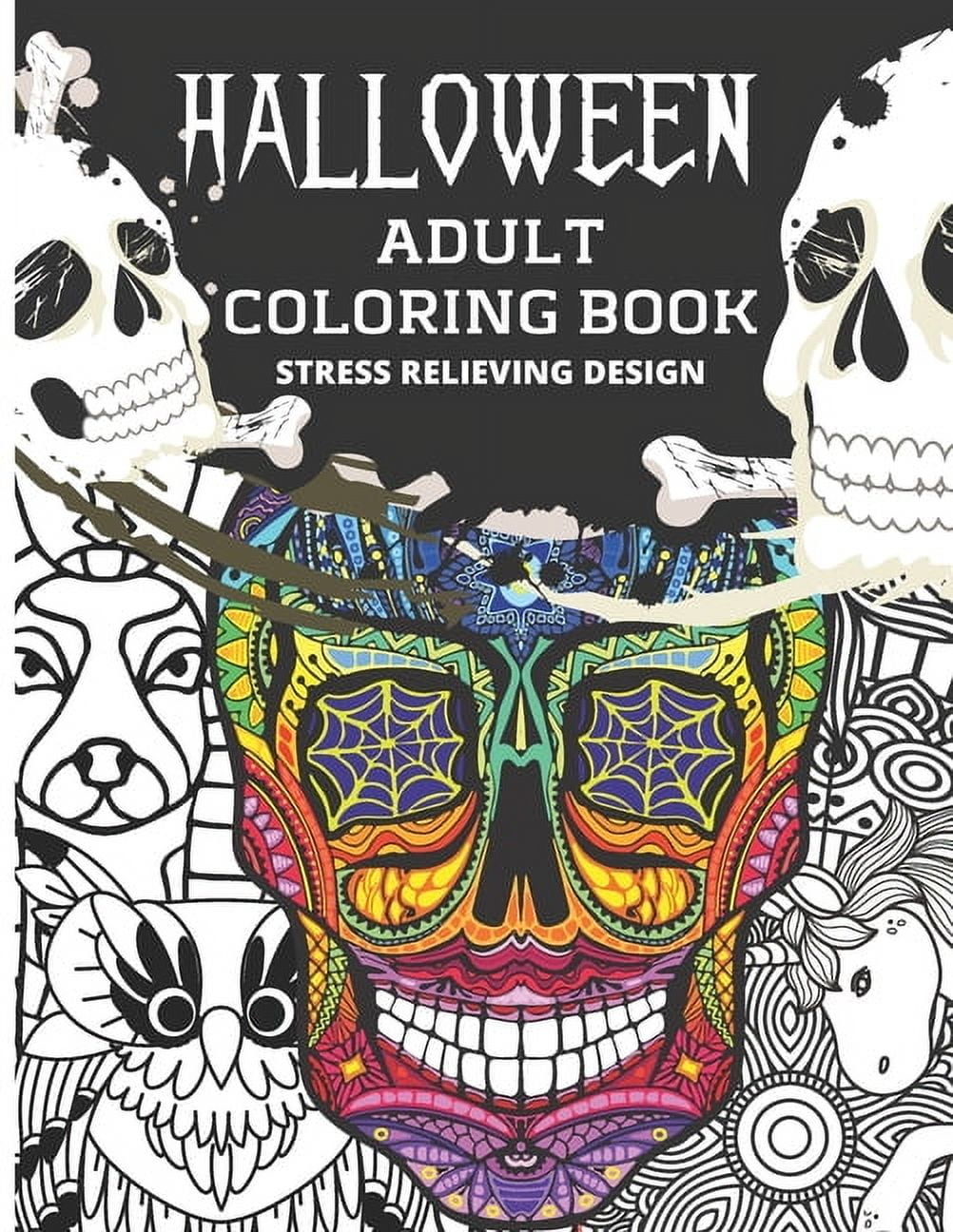 SHAYAN SENIOR Halloween Adult Coloring Book: Stress Relieving Design, 100 Coloring Pages (Paperback)