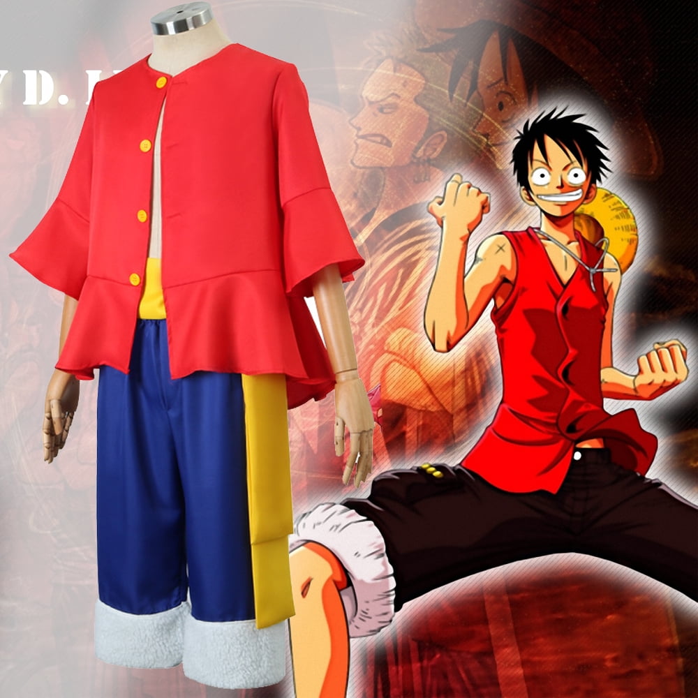 Halloween Adult Kids Anime Heroes - Luffy Red Coat Cosplay Cosutme Festival  Perform Cosplay Costume