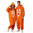 thumbnail image 1 of Halloween Adult Onesie Pumpkin Halloween Pajamas Hooded Hooded Long Sleeve Loungewear Flannel Soft Plush One Piece Jumpsuits Fall Winter Cozy Party Wear, 1 of 5