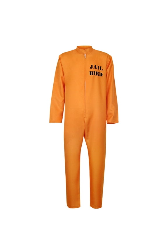 Halloween Adult Orange Prisoner Convict Outfit Unisex Jumpsuit With For Men Women Femme Homme