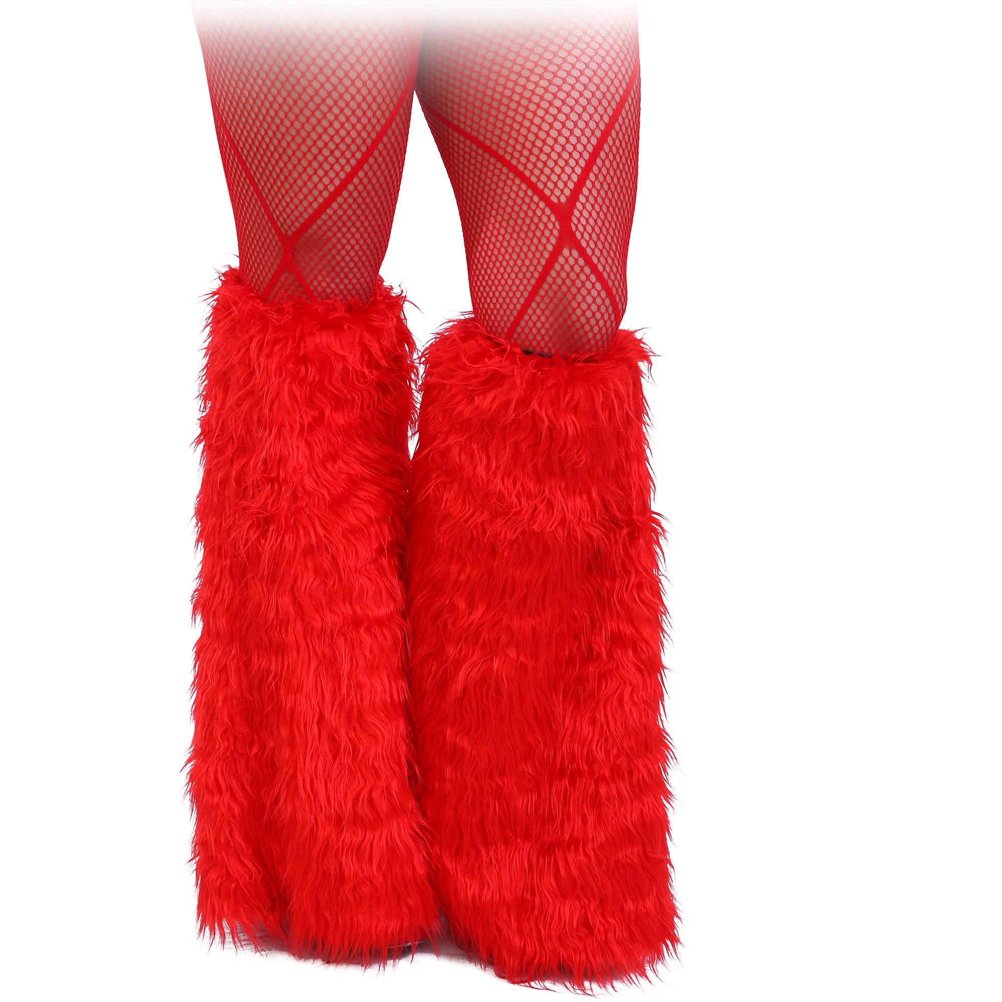 Halloween Adult Red Fur Leg Warmers
