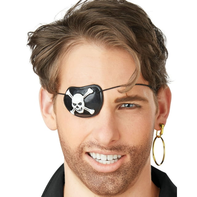 Halloween Adult Unisex Pirate Eye Patch and Earring Costume Accessory Kit, 2Piece, by Way To