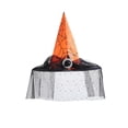 thumbnail image 1 of Halloween Adult Women Witch Hat, Pointed Hat Decorated with Spider Web Tulle and Rhinestone Ring, Costume Accessory Ideal for Halloween Party Outfits, Cosplay, 1 of 7