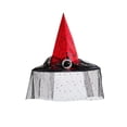 thumbnail image 1 of Halloween Adult Women Witch Hat, Pointed Hat Decorated with Spider Web Tulle and Rhinestone Ring, Costume Accessory Ideal for Halloween Party Outfits, Cosplay, 1 of 7
