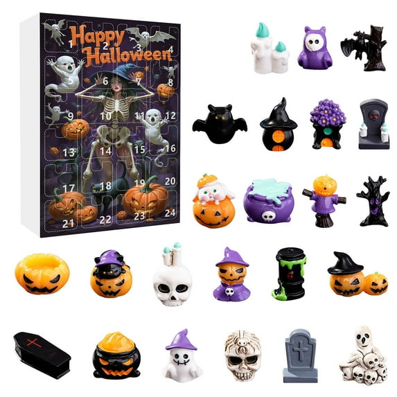 Halloween Advent Calendar 2025, Halloween Advent 24 Days Countdown Calendar, 2025 Gnome Advent Surprise Calendars Decoration, 24 Days Resin Ornament for Halloweens Holiday Decor Calendar Gift