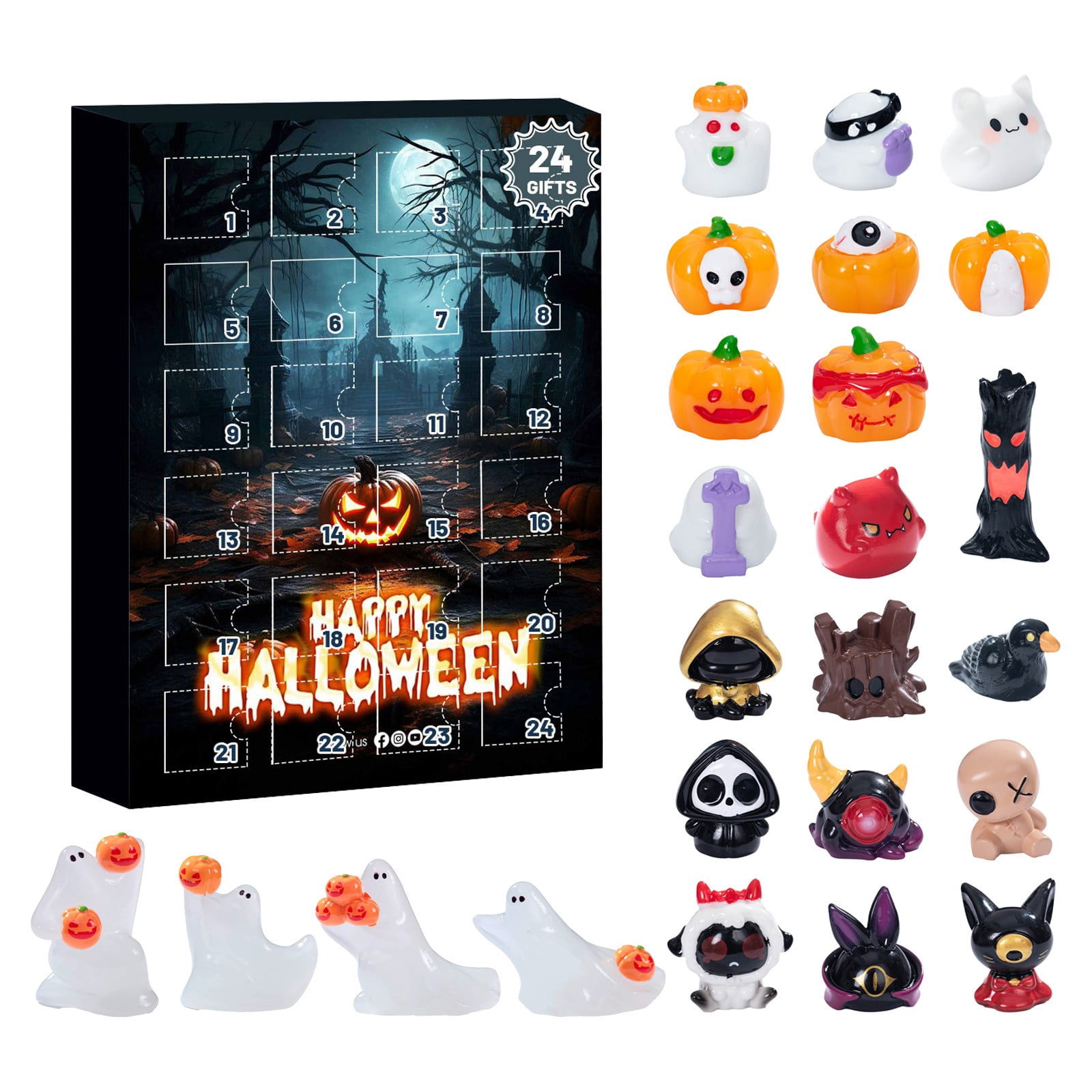 Halloween Advent Calendar 2025 for Kids, 24 Days Countdown with Cute ...