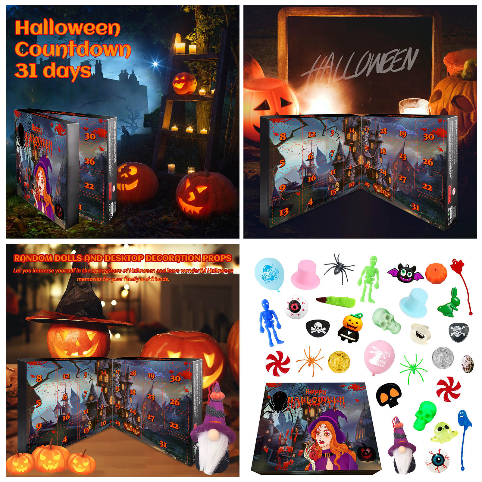 Halloween Advent Calendar 2025 for Kids,31 Days Countdown Calendar with ...