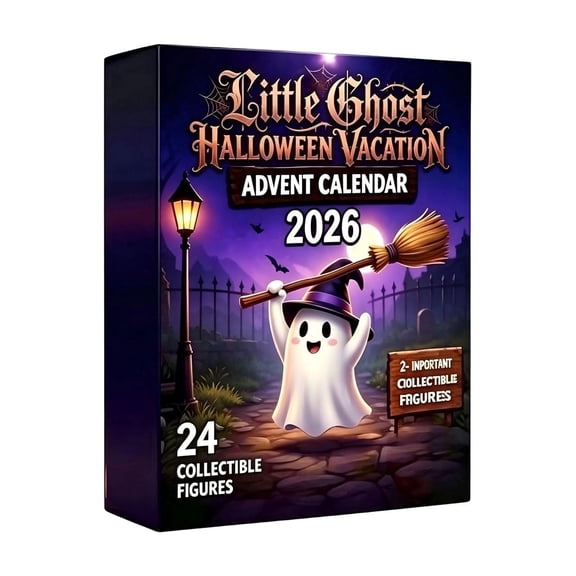 Halloween Advent Calendar 2026 24-Day Acrylic Ghost Countdown Ornament Set with LED Lighted Display Frame, Hanging Spooky Decoration for Home Party Window Indoor Holiday Accent