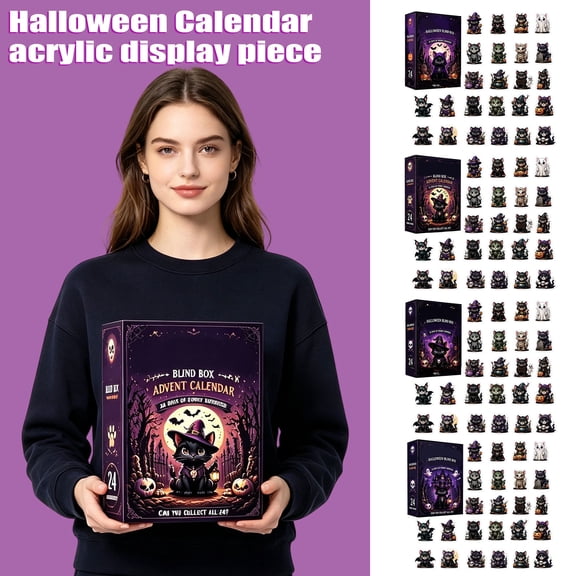 Halloween Advent Calendar 2026 24 Day Halloween Countdown Box Mini Cat Figurines Spooky Halloween Decor Halloween Party Favors Halloween Decor Set for Home Office Display