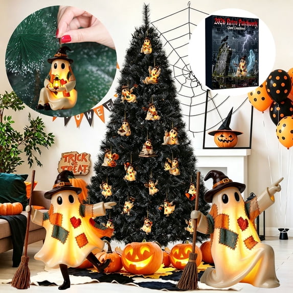 Halloween Advent Calendar 2026, 24 Day Halloween Ghost Countdown Calendar with 24 Collectible Gifts for Boys Girls Boo Basket Stuffers Party Favors