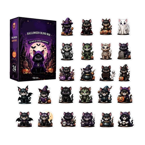 Halloween Advent Calendar 2026 24 Days Countdown to Halloween with Surprises Unique Spooky Home Office Desk Decor Fun Holiday Gifts for Kids Adults,C