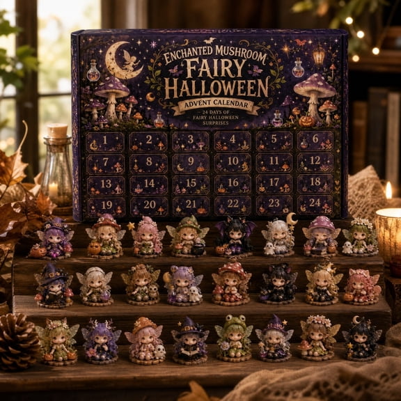 Halloween Advent Calendar 2026 24 Days Mini Winged elf Figurines Surprise Countdown Gift Box, 24 Day Elf Countdown Calendar for Tabletop Display & Haunted Party