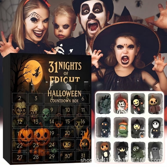 Halloween Advent Calendar 2026, 31 Days Calendar with 31 Mini Figurines, Countdown Box for Home Party Favors Holiday Gift, 31 Day