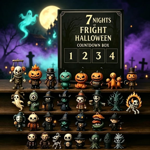 Halloween Advent Calendar 2026, Nights of Fright Halloween Countdown Box with Mini Spooky Figurines, Days Surprise Blind Box for Home Desk Decor, Halloween Party Favors, Holiday Gift
