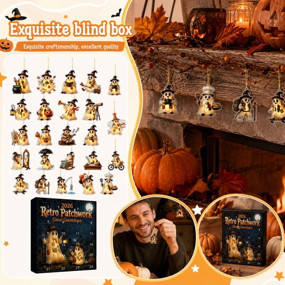 Halloween Advent Calendar 2026, Surprise Party Favors Gifts for Kids Halloween Decorations with Pop Collectible Figures,2D Acrylic Hanging Ornamentfor Adults Boys Girls 24 Days Count Down Calendar