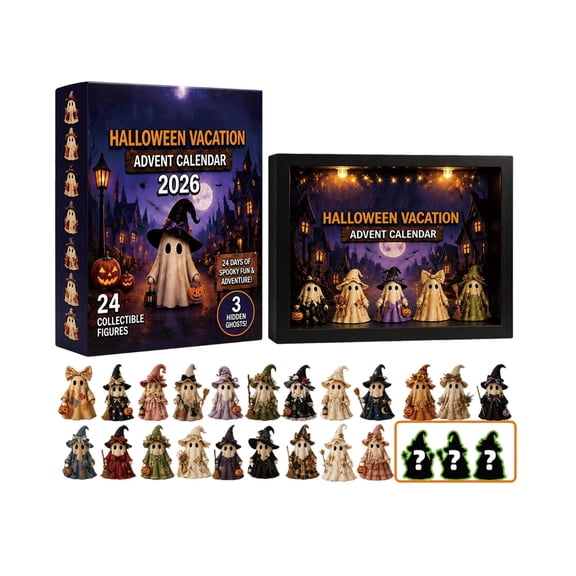 Halloween Advent Calendar 9 X 10 X 11 Inch Light Up Shadow Box with 24 Hanging Charms Spooky Halloween Decor for Home Kids and Adults Halloween Countdown Blind Box Set
