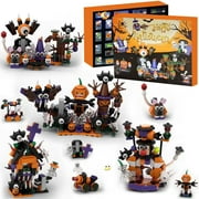 Halloween Advent Calendar Building Blocks for K-i-d-s - 24 Days Spooky Countdown Blind Bags with Bat, Pumpkin House, Create Your Own Ghost Village, Christmas Alternative Gifts