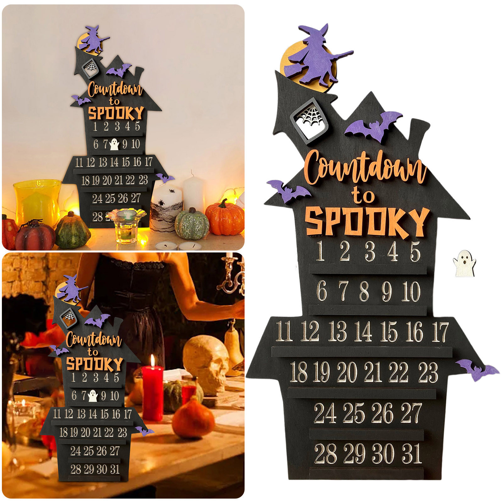 Halloween Advent Countdown, DIY Moving Wooden Countdown to Halloween
