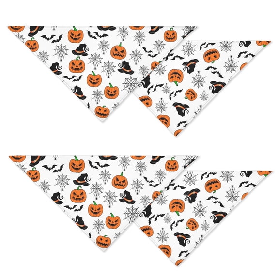 Halloween Aesthetic Gothic Skeleton Spider Web Dog Bandana Set of 2, Adjustable Pet Scarf for Small Medium Dogs