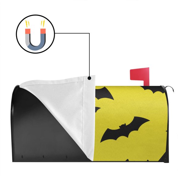 Halloween Aesthetic Mailbox Cover Skull Witch Bat Design Weather-Resistant 18x21in Magnetic Mailbox Cover