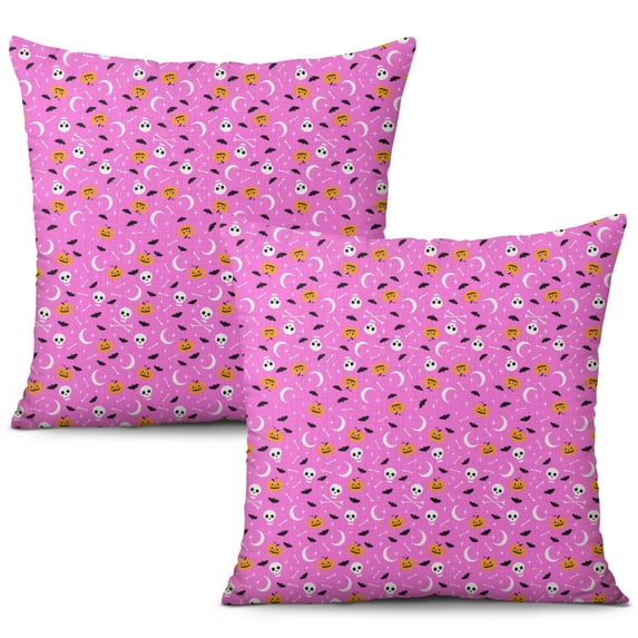 Halloween Aesthetic Pillow Covers Set - Retro Horror Skull and Spider Web Linen Covers 16x16 inch throw pillow case Halloween gifts to friends,family