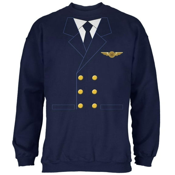 Halloween Airline Airplane Pilot Navy Adult Sweatshirt - 2X-Large