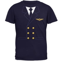 Halloween Airline Airplane Pilot Navy Adult T-Shirt - 2X-Large